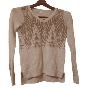 hollister sweater women brown beige longsleeve size small v neck